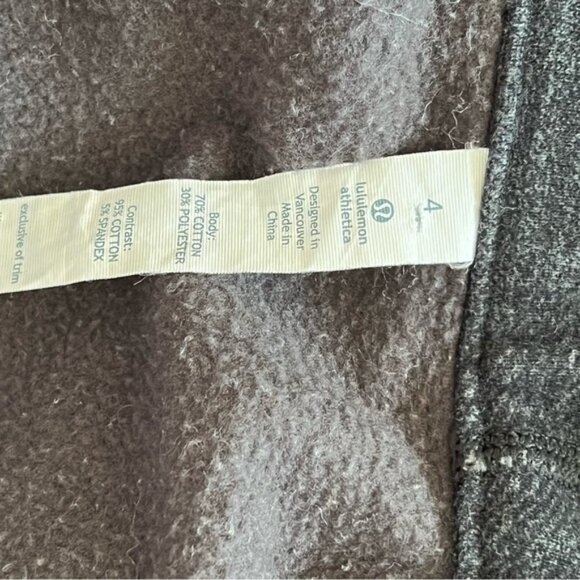 LULULEMON Scuba Hoodie Heathered Grey Black Fleece Lined Thumbholes Size 4 - Picture 9 of 9